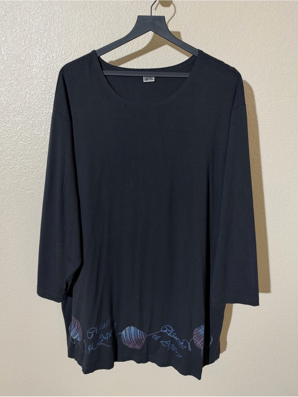 Blue Fish Black Long Sleeve Tunic with Seashell Hem